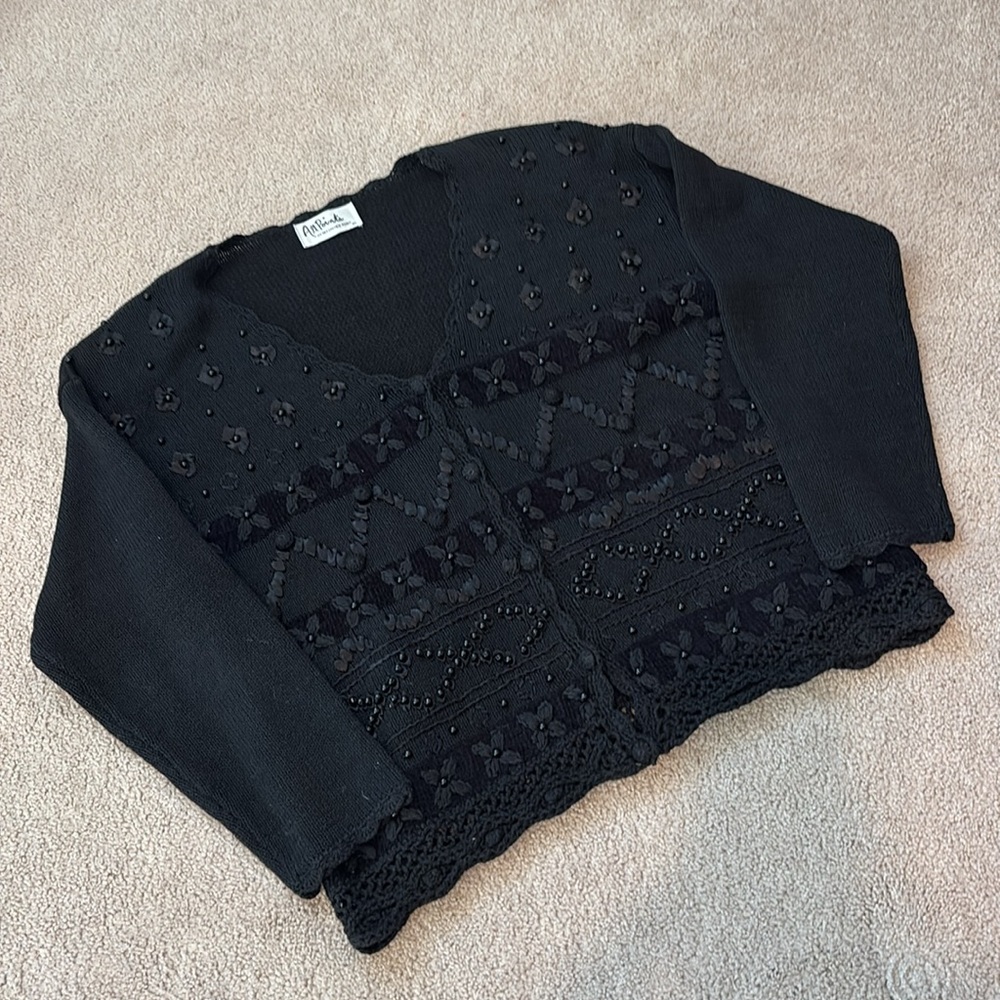 All Points by Reference Point Vintage Black Cardigan